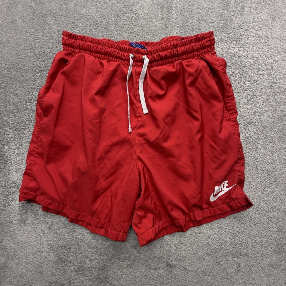 Nike Swim Shorts Mens L Red Solid Mesh Lined Built-In Brief 832230-657